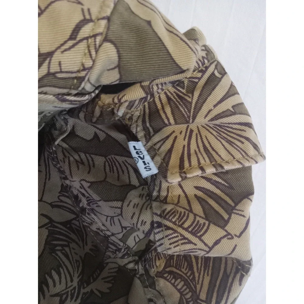 Levi's Tropical Leaf Print Cargo Shorts Men's W32 Brown Green Hawaiian Cotton